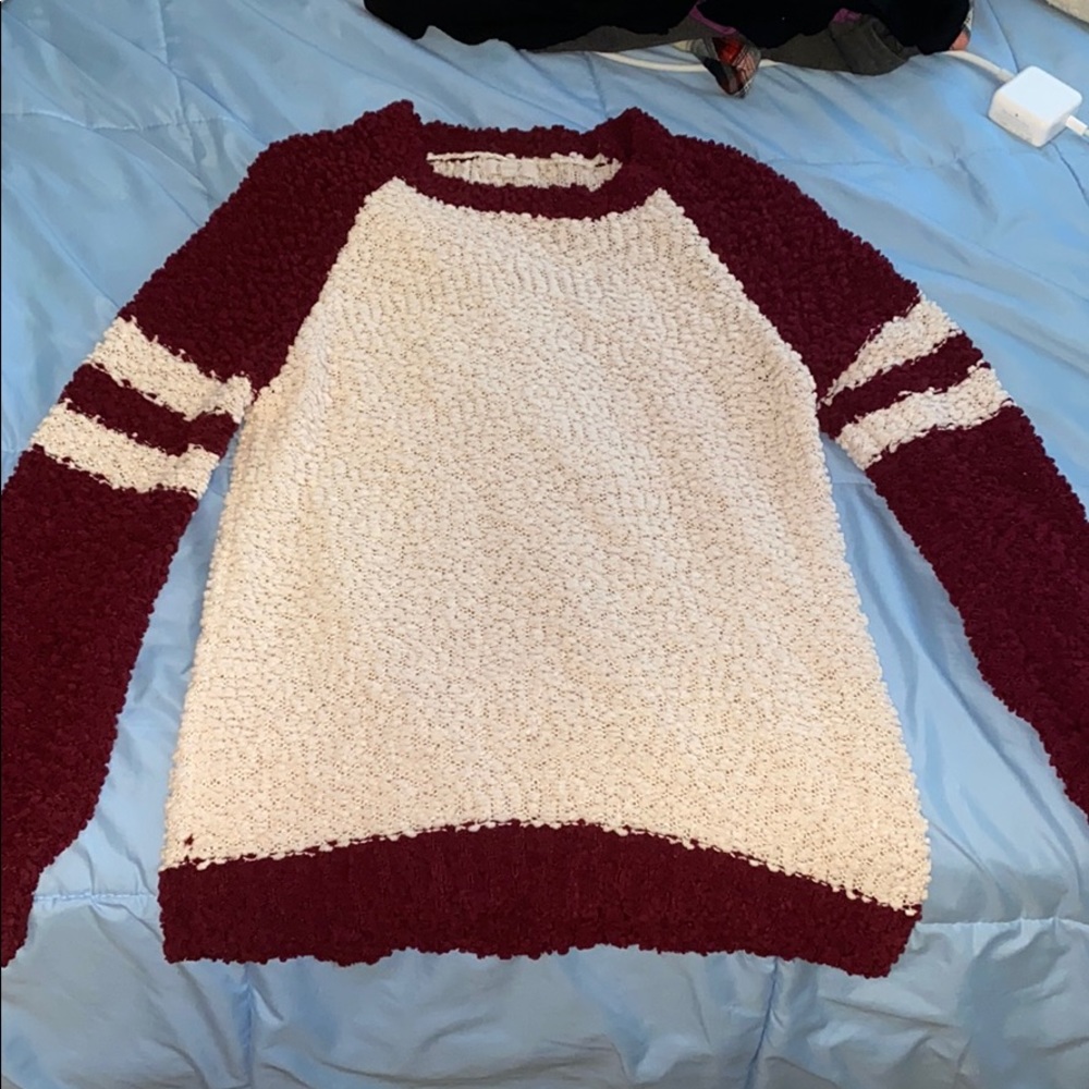 Maroon and white sweater
